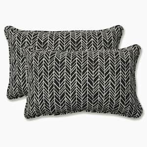 Black Rectangular Outdoor Lumbar Throw Pillow 2-Pack