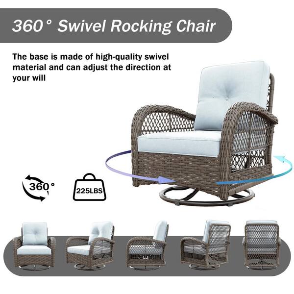 JOYSIDE 3-Piece Wicker Outdoor Rocking Chair Patio JOYSIDE 3-Piece Wicker Outdoor Rocking Chair Patio