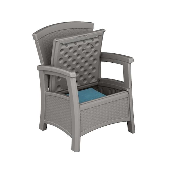 Suncast Elements Dove Gray Plastic Outdoor Lounge Chair with