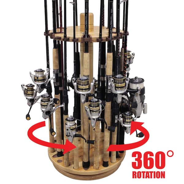 Reviews for Rush Creek Creations Round Spinning 30 Fishing Rod Rack No Tool  Assembly with 360-Degree Rotation