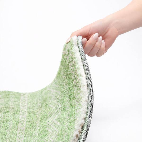Dream Shag Premium Machine Washable Abstract ADS803 Lime 5 ft. x 7 ft. 6 in. Area Rug