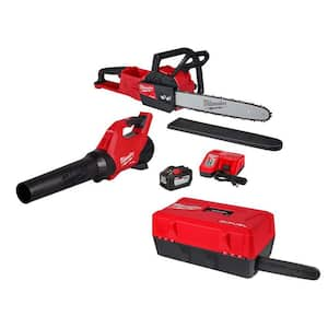 M18 FUEL 16 in. 18-Volt Brushless Cordless Electric Chainsaw w/M18 Blower 12.0 Ah & Carrying Case Combo Kit (2-Tool)