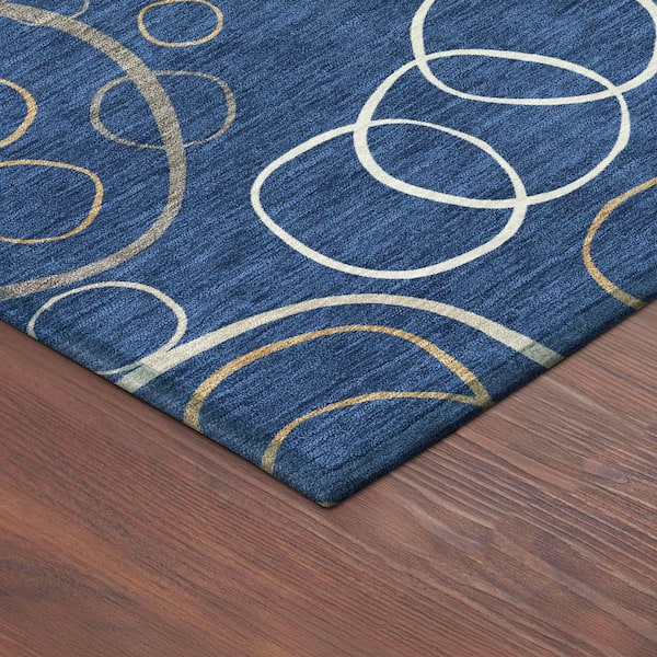 Chantille Machine Washable Indoor/Outdoor Abstract ACN2408 Navy 10 ft. x 14 ft. Area Rug