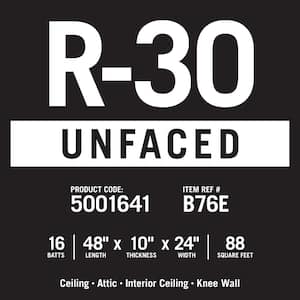 R-30 EcoBatt Unfaced Fiberglass Insulation Batt 10 in. x 24 in. x 48 in. (8-Bags)