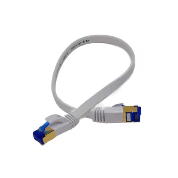QualGear 1 ft. CAT 7 Flat High-Speed Ethernet Cable - White