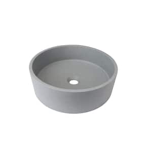Gray Concrete Round Vessel Sink Bathroom Sink without Faucet