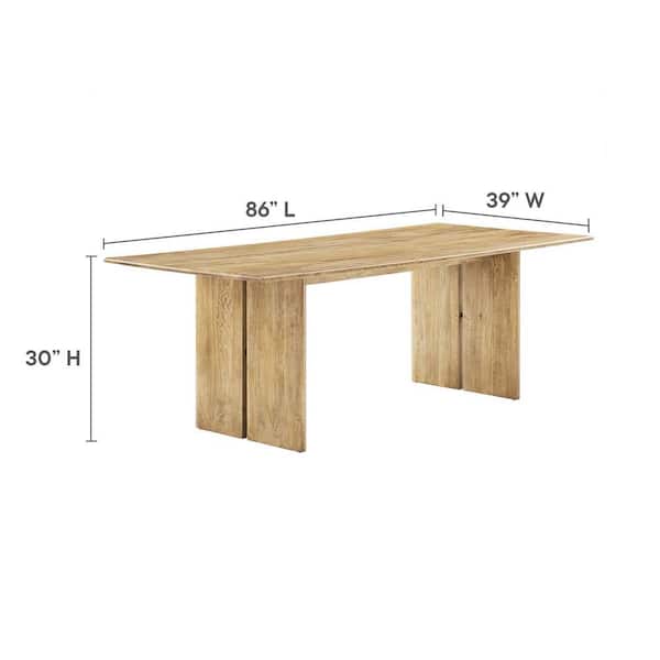 MODWAY Amistad in Oak Wood 86 in. Column Dining Table Seats 8 EEI