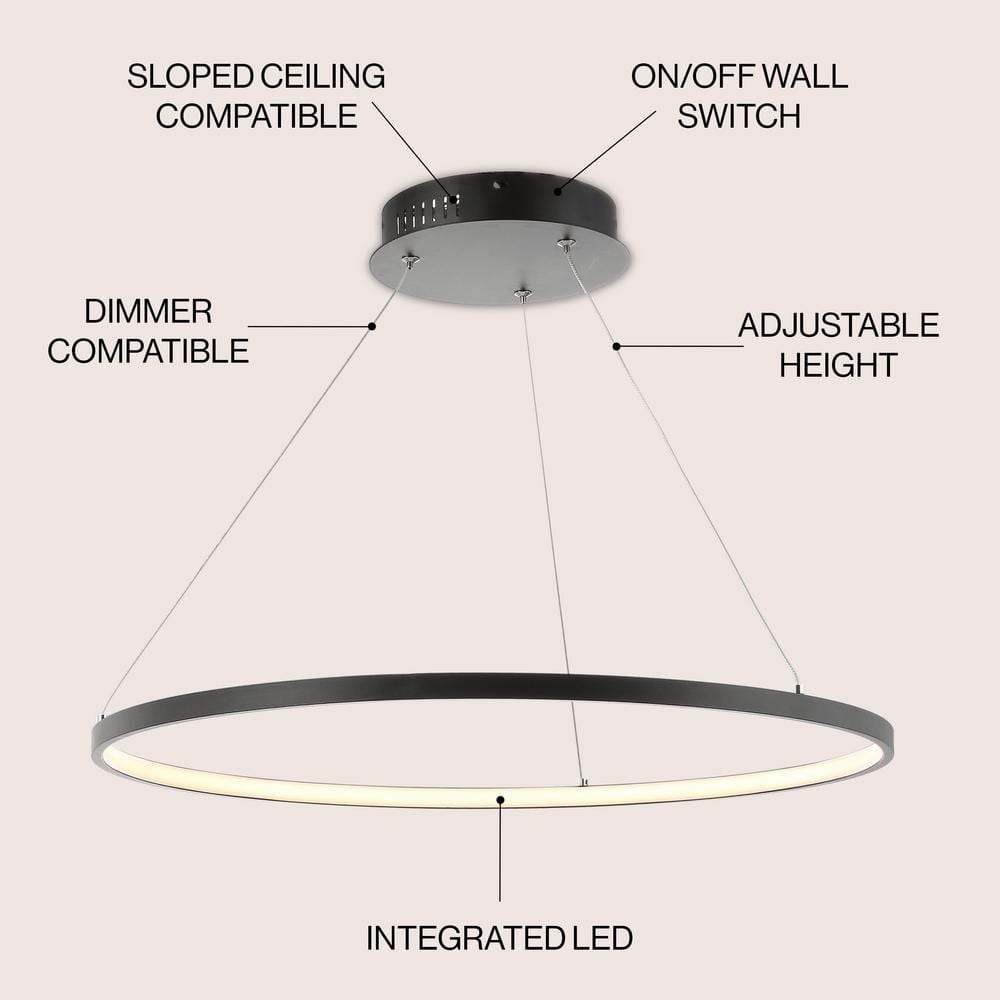 Brice Matte Black 23.75" Integrated LED Modern Drum Pendant