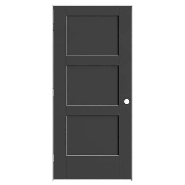 Calden 36 in. x 80 in. 3P Right-Hand Inswing Solid Core Black Composite Single Prehung Interior Door with Black Hinge