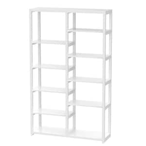 Earlimart 70.9 in White Engineered Wood 10 Shelf Modern Etagere Bookcase with Storage Shelf