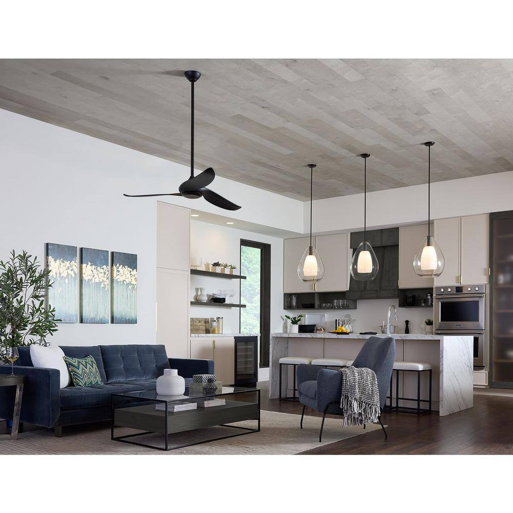 Matte Black 21" Pendant with Clear and Opal Glass Shade
