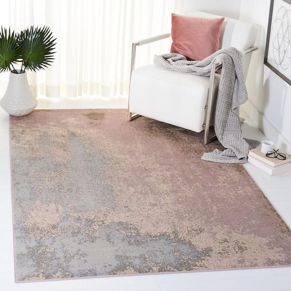 Noble 5 ft. x 8 ft. Pink/Cream Distressed Contemporary Area Rug