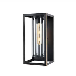 1-Light 16 in. Outdoor Imperial Black Wall Lantern Sconce