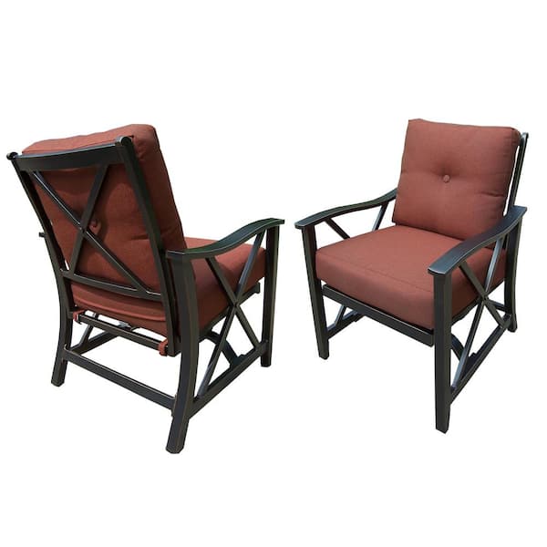 Luxury Black Copper Aluminum Outdoor Deep Seating Rocking Club Chairs With Thick Red Polyester Cushions Set Of 2 Thd8202 Rc2 Ab The Home Depot Luxury Black Copper Aluminum Outdoor, Aluminum Outdoor Rocking Chairs Set Of 2