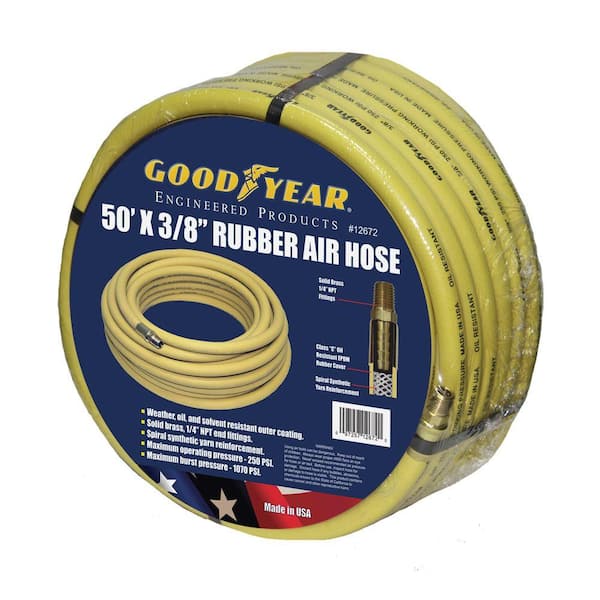 Goodyear 50 ft. x 3/8 in. Rubber Air Hose in Yellow 12672 - The