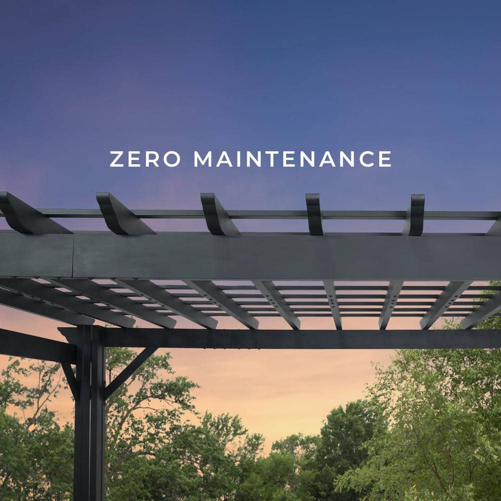 Stratford Black Steel Pergola with Soft Shade Canopy