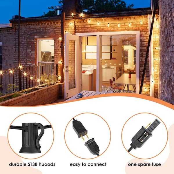 Bieuoram 25-Light 50 ft. Indoor/Outdoor Integrated LED Light w/E12