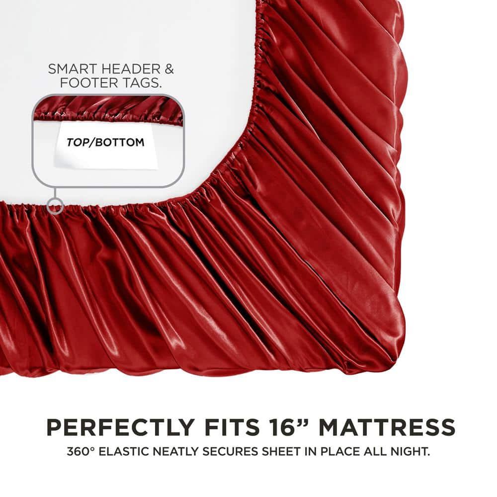 Ruby Red King Satin Microfiber Deep Pocket Sheet Set
