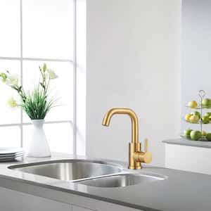 Single Handle Bar Faucet with All Mounting Hardware in Brushed Gold (Deckplate Included)