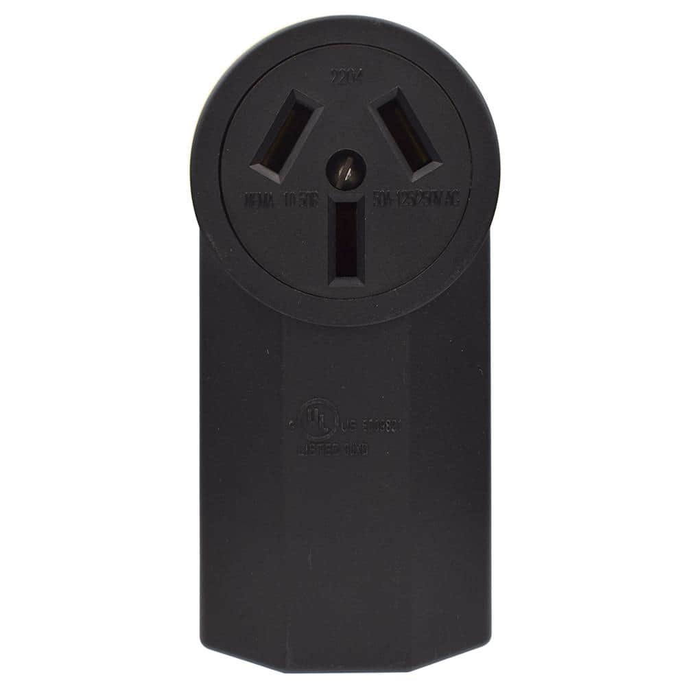 50 Amp 250V, NEMA 10-50R Surface Mount Power Outlet, Single Straight Blade Range & Dryer Outlet Non-Grounding, Black price history on PriceWatchPro