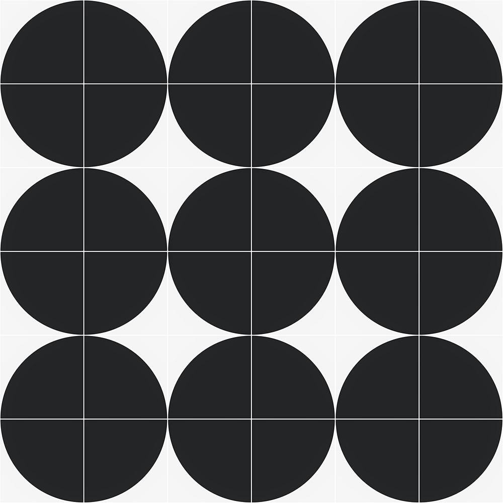 Tarin 8" x 8" Black and White Porcelain Tile