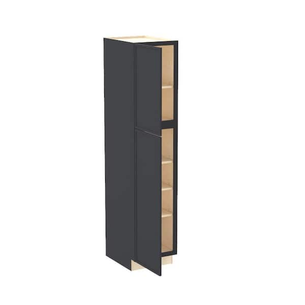 Home Decorators Collection Franklin 18 in. W x 24 in. D x 90 in. H Assembled Plywood Pantry Kitchen Cabinet in Valiant Onyx with Soft Close LH