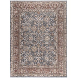 Kendra Blue/Red 5 ft. x 7 ft. Persian Bordered Traditional Woven Rectangle Area Rug
