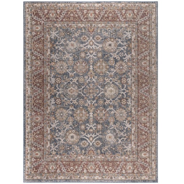 Madison Park Kendra Blue/Red 8 ft. x 10 ft. Persian Bordered Traditional Woven Rectangle Area Rug