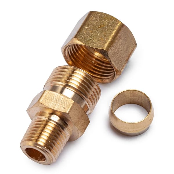 3/8 in. O.D. Comp x 1/8 in. MIP Brass Compression Adapter Fitting (5-Pack)
