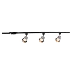 4 ft. Brushed Nickel Integrated LED Ceiling Mount Direct wire Track Lighting Kit with Flared Linear Track Head 3-Light