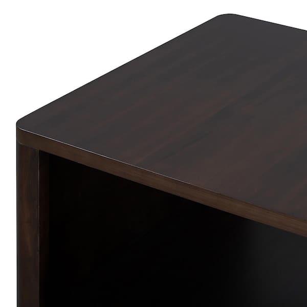 30.8 in. Dark Brown Square Acacia Wood Farmhouse Coffee Table, Minimalist Living Room Center Table w/ 2-Tier Storage