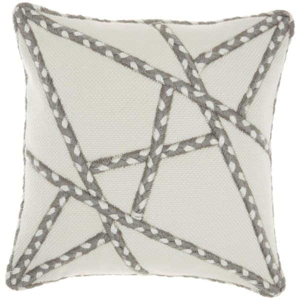 Mina Victory Gray Geometric 18 in. x 18 in. Indoor/Outdoor Throw Pillow