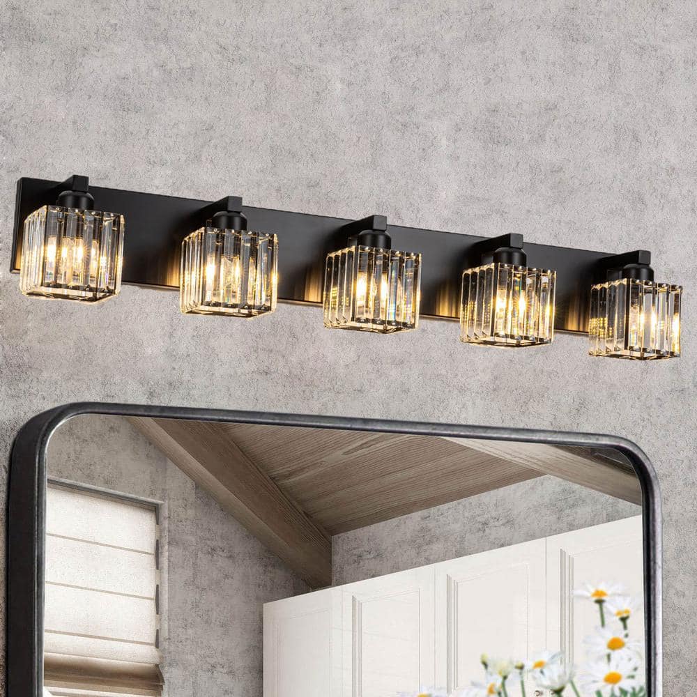 EDISLIVE Orillia 35.4 in. 5-Light Black Bathroom Vanity Light with ...