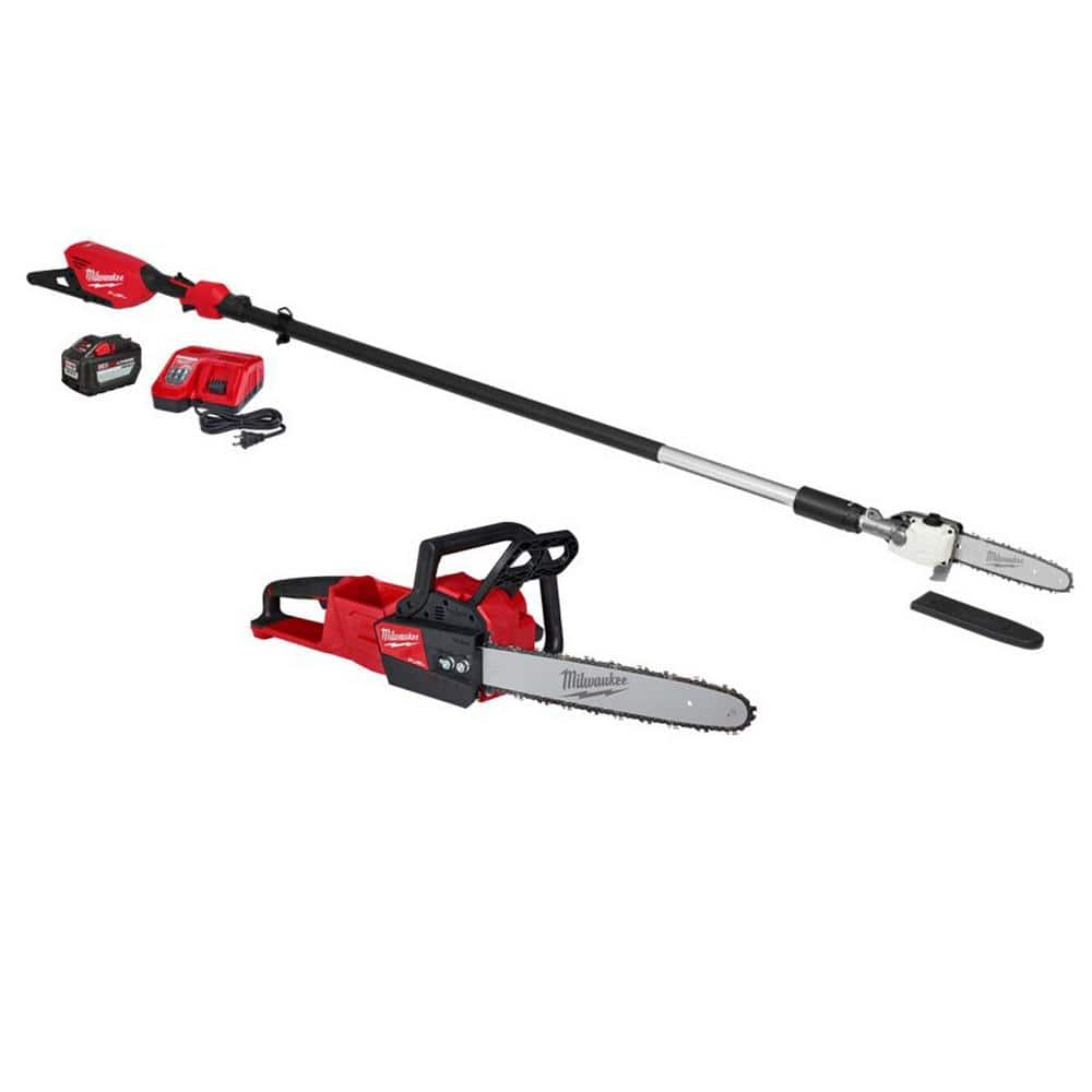 M18 FUEL 10 in. 18V Lithium-Ion Brushless Cordless Telescoping Pole Saw Kit w/16 in. Chainsaw, 12.0 Ah Battery, Charger -  Milwaukee, 3013-21-2727