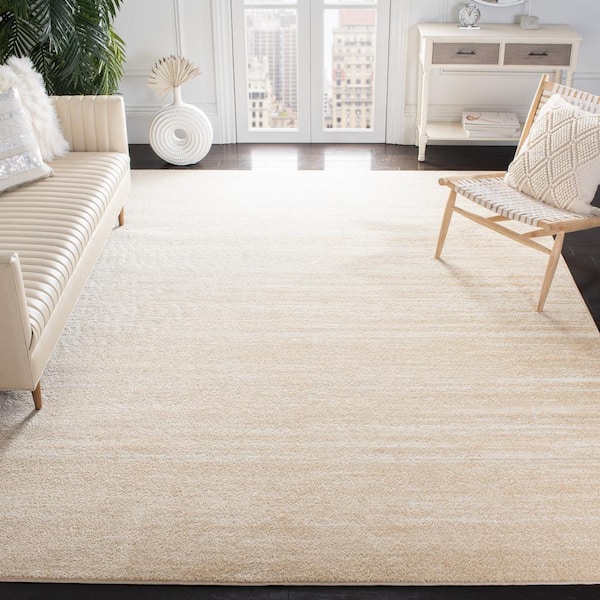 Adirondack Champagne/Cream 12 ft. x 18 ft. Solid Color Striped Area Rug