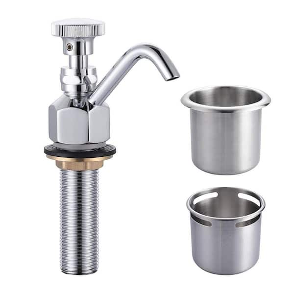 Single Handle Deck Mount Commercial Brass Dipper Well Faucet and Bowl Set, Standard Kitchen Faucet in Polished Chrome