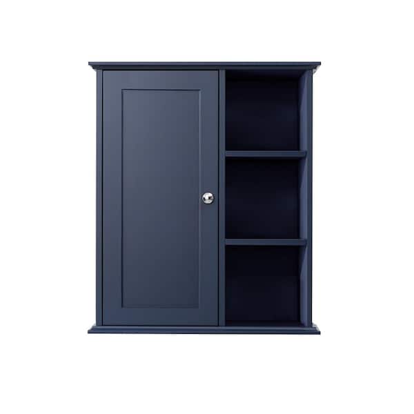 23.6 in. W x 27.6 in. H Rectangular Blue Wood Surface Mount Medicine Cabinet without Mirror, Wall Cabinet with Shelf