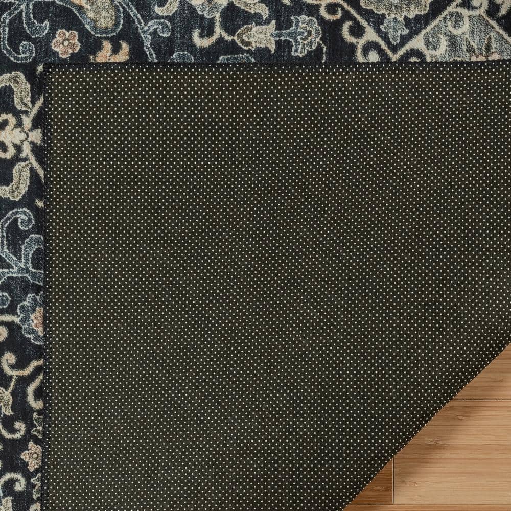 Tanis Anthracite Black and Cream Moroccan Polyester Washable Runner Rug