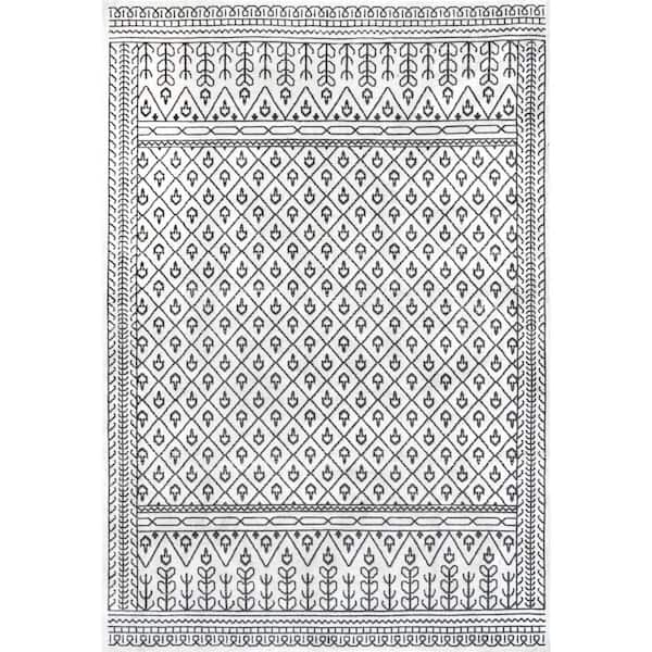 nuLOOM Casandra Machine Washable Moroccan Motif Gray 6 ft. 7 in. x 9 ft. Area Rug