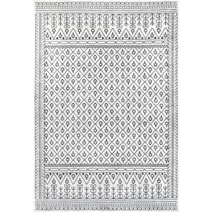 Casandra Machine Washable Moroccan Motif Gray 8 ft. x 10 ft. Transitional Area Rug
