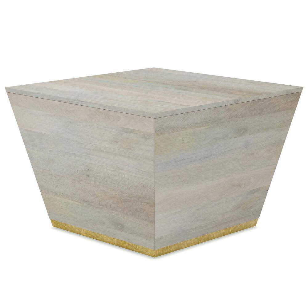 Abba 28" White Wash Mango Wood Square Coffee Table