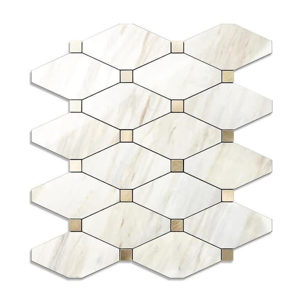 Polished Beige Marble 12.7 in. x 12 in. Vinyl Peel and Stick Backsplash 10-Pack