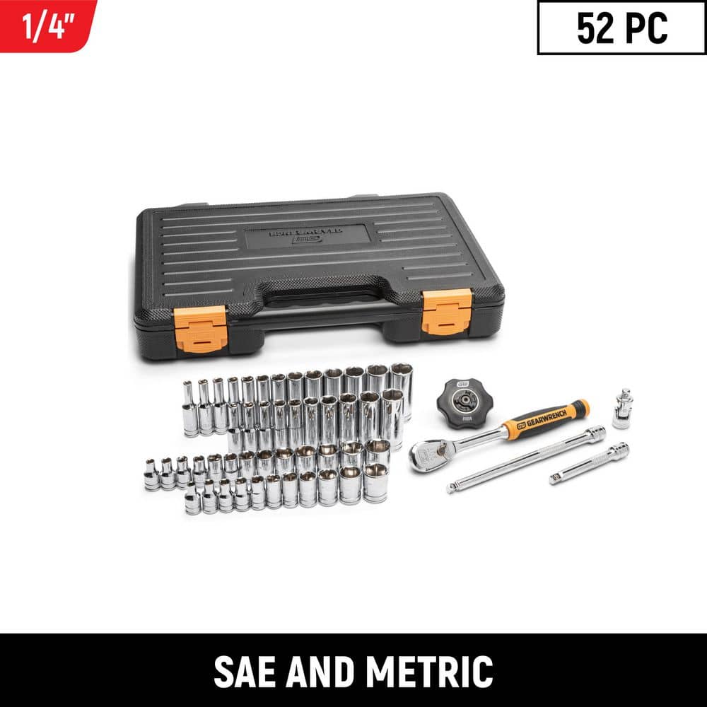 1/4 in. Drive 90-Tooth 6-Point Standard and Deep SAE/Metric Mechanics Tool Set (52-Piece) price history on PriceWatchPro