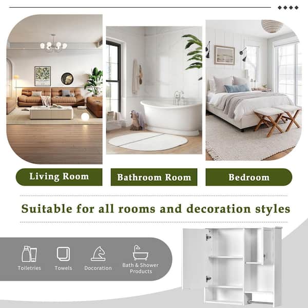 ZXDDMS Modern 29 in. W x 28 in. H Rectangular White Wall Surface