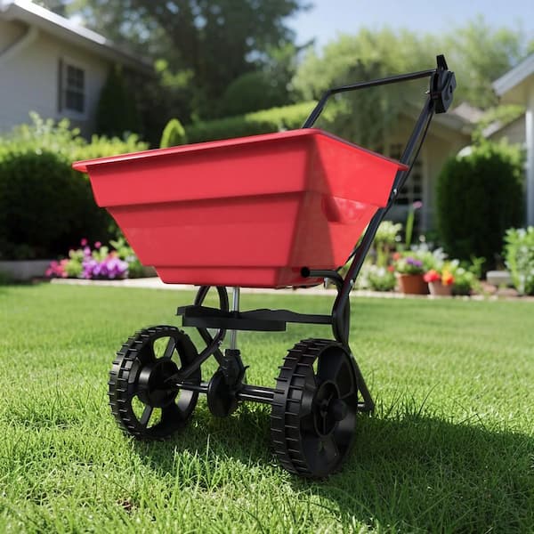 25 lbs. Capacity Walk-Behind Broadcast Fertilizer Spreader, Garden Seeder for Seed, Fertilizer and Ice Melt