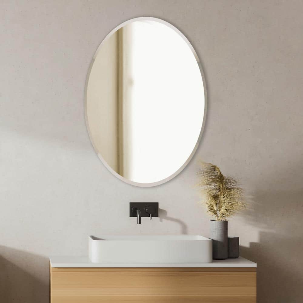24x48 Frameless Oval Beveled Wall Mirror