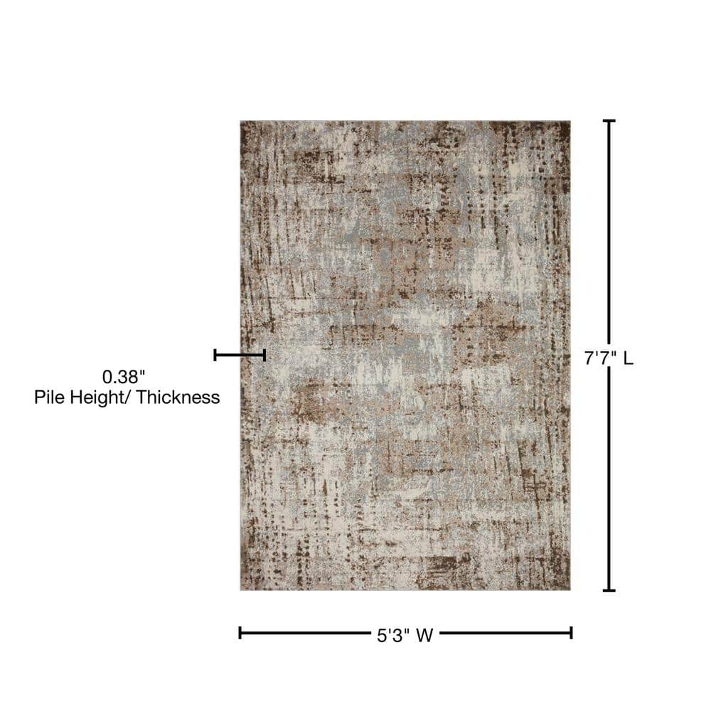 Austen Natural Mocha Abstract Wool Synthetic Area Rug