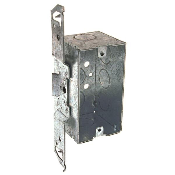 RACO 4 in. H x 2 in. W x 2-1/8 in. D Steel Gray 1-Gang Welded Handy Box with Eight 1/2 in. KO's and TS Bracket, 1-Pack