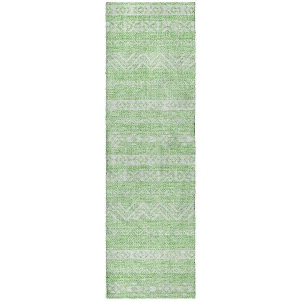 Dream Shag Premium Machine Washable Abstract ADS803 Lime 2 ft. x 7 ft. Runner Rug