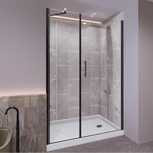 Platinum Grey-Salishan 48 in. L x 32 in. W x 83 in. H Base/Wall/Door Rectangular Alcove Shower Stall/Kit Matte Black